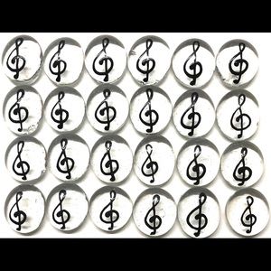 Hand Painted Glass Gems Party G-Clef/Treble Clef